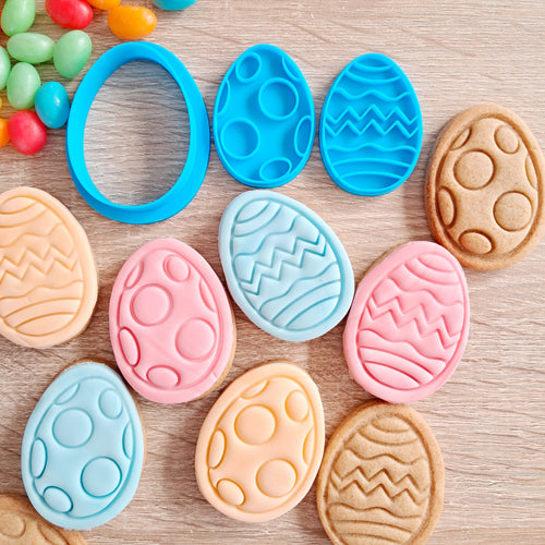 Mini Easter Egg Cookie Cutter & Stamps (3 pcs)