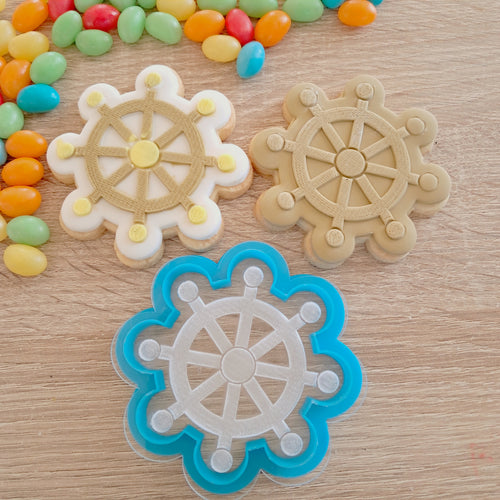 Ship's Wheel Raised Acrylic Fondant Stamp & Cookie Cutter