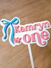 Load image into Gallery viewer, Custom Bow Name &amp; Age Cake Topper