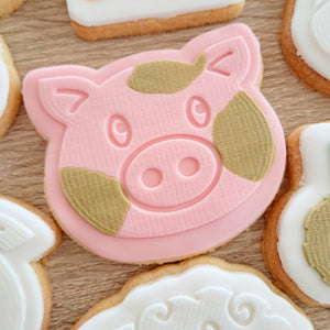 Pig Raised Acrylic Fondant Stamp & Cookie Cutter