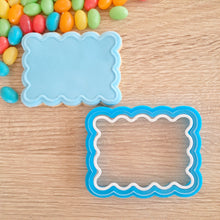 Load image into Gallery viewer, Scalloped Rectangle with Border Raised Acrylic Fondant Stamp &amp; Cookie Cutter