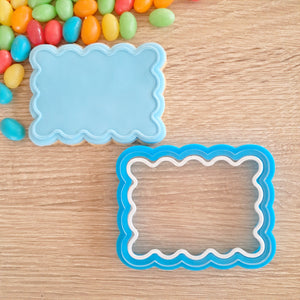 Scalloped Rectangle with Border Raised Acrylic Fondant Stamp & Cookie Cutter