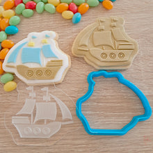 Load image into Gallery viewer, Pirate Ship Raised Acrylic Fondant Stamp &amp; Cookie Cutter