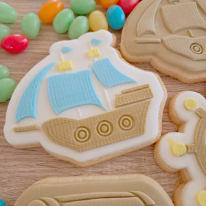 Pirate Ship Raised Acrylic Fondant Stamp & Cookie Cutter