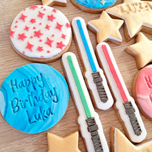 Load image into Gallery viewer, Laser Sword Raised Acrylic Fondant Stamp &amp; Cookie Cutter