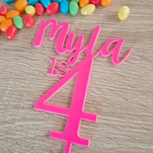 Load image into Gallery viewer, Custom Name is Age Acrylic Cake Topper