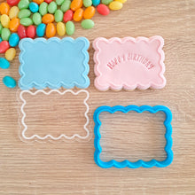 Load image into Gallery viewer, Scalloped Rectangle with Border Raised Acrylic Fondant Stamp &amp; Cookie Cutter