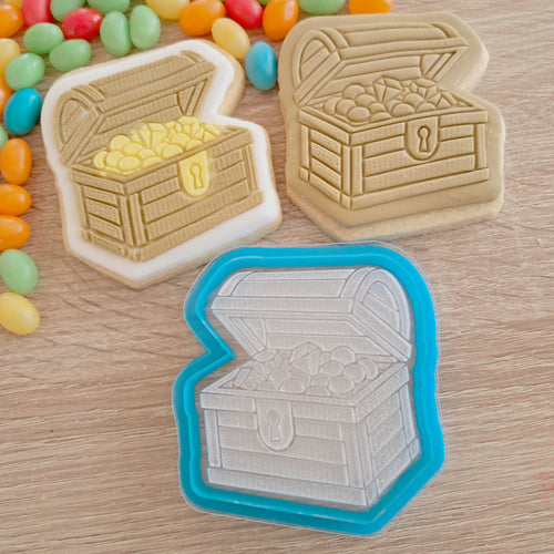 Treasure Chest Raised Acrylic Fondant Stamp & Cookie Cutter