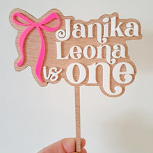 Load image into Gallery viewer, Custom Bow Name &amp; Age Cake Topper