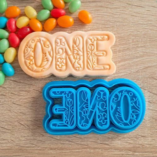 ONE (floral) Cookie Cutter & Fondant Stamp