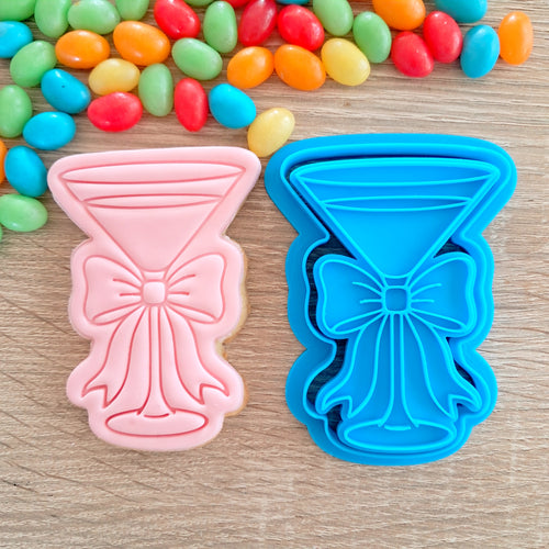 Martini Glass with Bow Cookie Cutter & Fondant Stamp