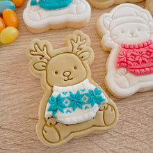 Load image into Gallery viewer, Christmas Sweater Friends - Reindeer Cookie Cutter &amp; Fondant Stamp (5 pcs)