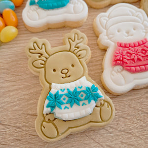 Christmas Sweater Friends - Reindeer Cookie Cutter & Fondant Stamp (5 pcs)