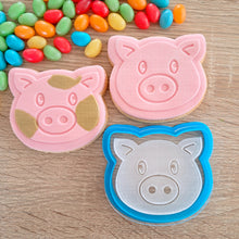 Load image into Gallery viewer, Pig Raised Acrylic Fondant Stamp &amp; Cookie Cutter