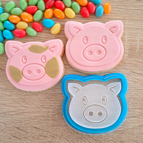 Pig Raised Acrylic Fondant Stamp & Cookie Cutter