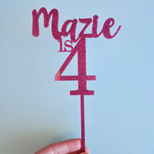 Load image into Gallery viewer, Custom Name is Age Acrylic Cake Topper
