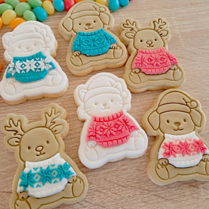 Christmas Sweater Friends - Cat Cookie Cutter & Fondant Stamp (5 pcs)