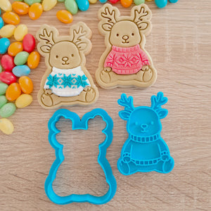 Christmas Sweater Friends - Reindeer Cookie Cutter & Fondant Stamp (5 pcs)