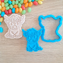 Load image into Gallery viewer, Highland Cow (Baby) Cookie Cutter &amp; Fondant Stamp