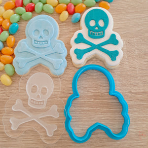 Skull & Crossbones Raised Acrylic Fondant Stamp & Cookie Cutter