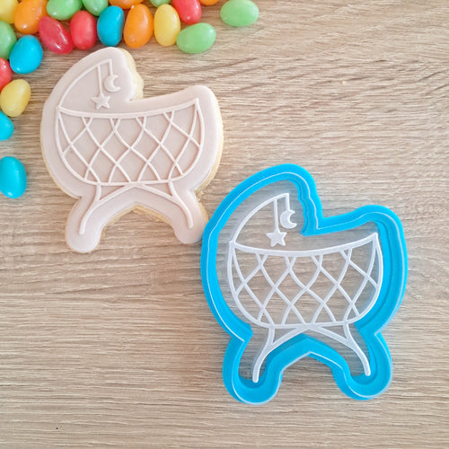 Bassinet Raised Acrylic Fondant Stamp & Cookie Cutter