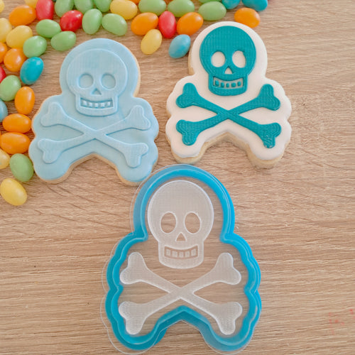 Skull & Crossbones Raised Acrylic Fondant Stamp & Cookie Cutter