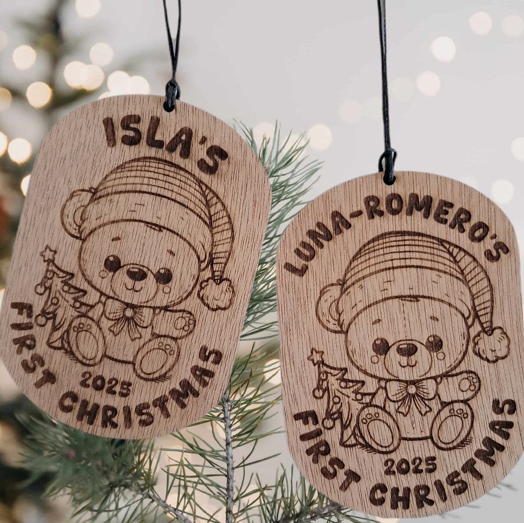 Personalised Baby's First Christmas Wooden Christmas Decoration