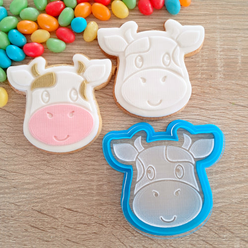 Cow Raised Acrylic Fondant Stamp & Cookie Cutter