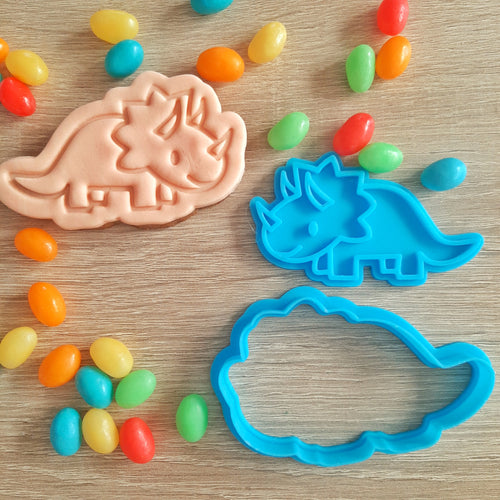Dinosaur (Triceratops) Cookie Cutter & Fondant Stamp