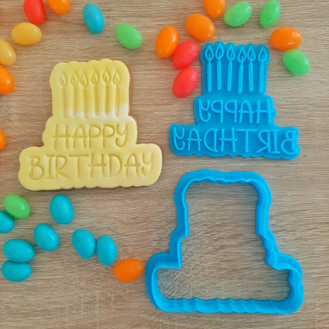 Happy Birthday Candles Cookie Cutter & Fondant Stamp