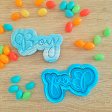Load image into Gallery viewer, Boy Text Cookie Cutter &amp; Fondant Stamp