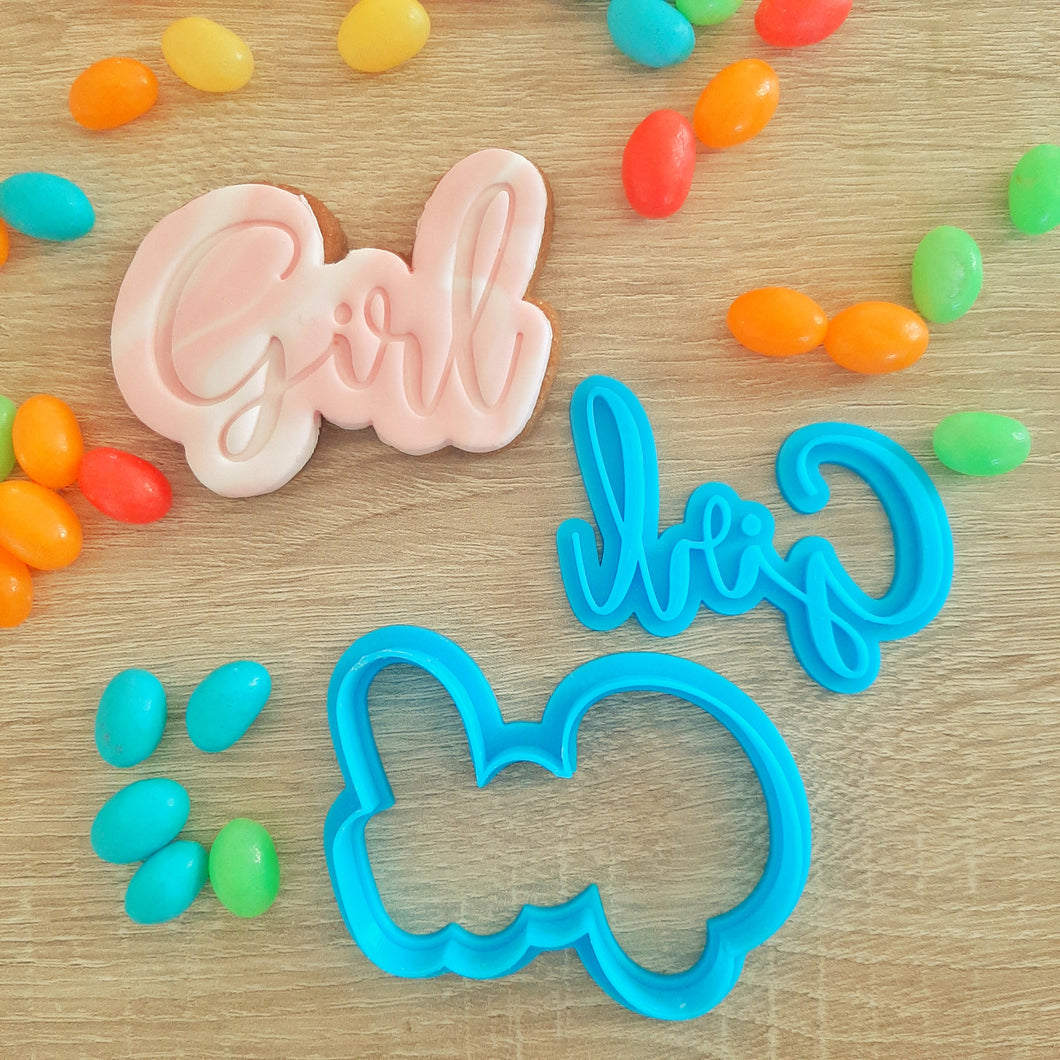 Girl Text Cookie Cutter & Fondant Stamp