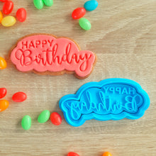 Load image into Gallery viewer, Happy Birthday Text Cookie Cutter &amp; Fondant Stamp