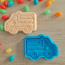 Load image into Gallery viewer, Ambulance Cookie Cutter &amp; Fondant Stamp