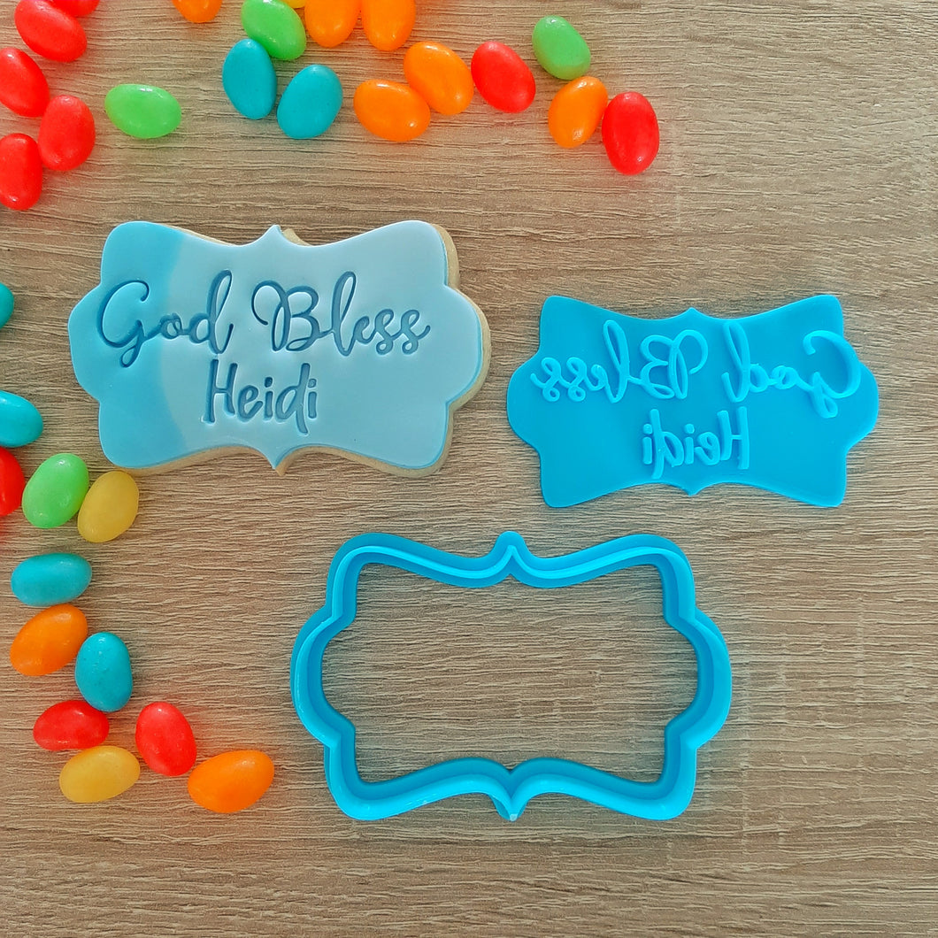 Custom God Bless Name Cookie Cutter & Fondant Stamp