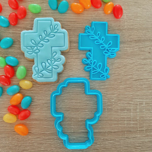 Leafy Cross Cookie Cutter & Fondant Stamp