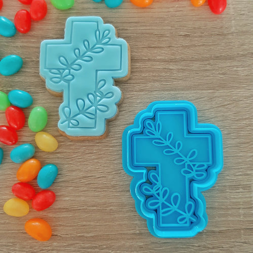 Leafy Cross Cookie Cutter & Fondant Stamp