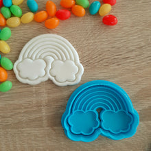 Load image into Gallery viewer, Rainbow with Clouds Cookie Cutter &amp; Fondant Stamp