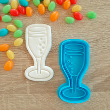 Load image into Gallery viewer, Champagne Glass Cookie Cutter &amp; Fondant Stamp