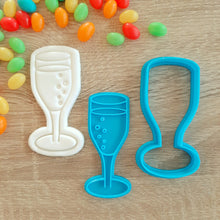 Load image into Gallery viewer, Champagne Glass Cookie Cutter &amp; Fondant Stamp