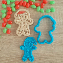Load image into Gallery viewer, Santa Hat Gingerbread Man Cookie Cutter &amp; Fondant Stamp