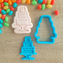 Load image into Gallery viewer, Three Tier Cake Cookie Cutter &amp; Fondant Stamp