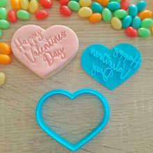 Load image into Gallery viewer, Happy Valentines Day Heart Cookie Cutter &amp; Fondant Stamp