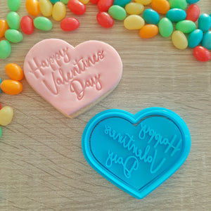 Happy Valentines Day Heart Cookie Cutter & Fondant Stamp