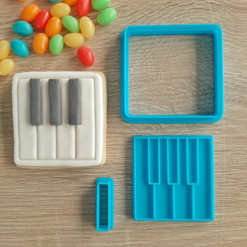 Piano/Keyboard 3 Piece Cutter and Fondant Stamp Set
