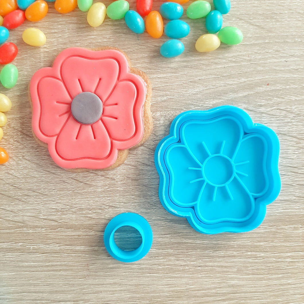 Poppy 3 Piece Cutter & Fondant Stamp Set