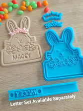 Load image into Gallery viewer, XL Easter Bunny with Name Box (4pcs) Cookie Cutter &amp; Fondant Stamp Set